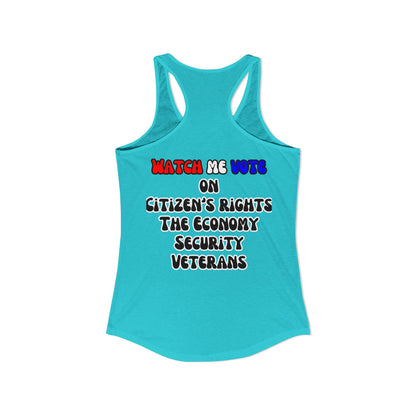 2-sided, I Am Woman Watch Me Vote Women's Racerback Tank Top by theGreenDragonTavern.shop