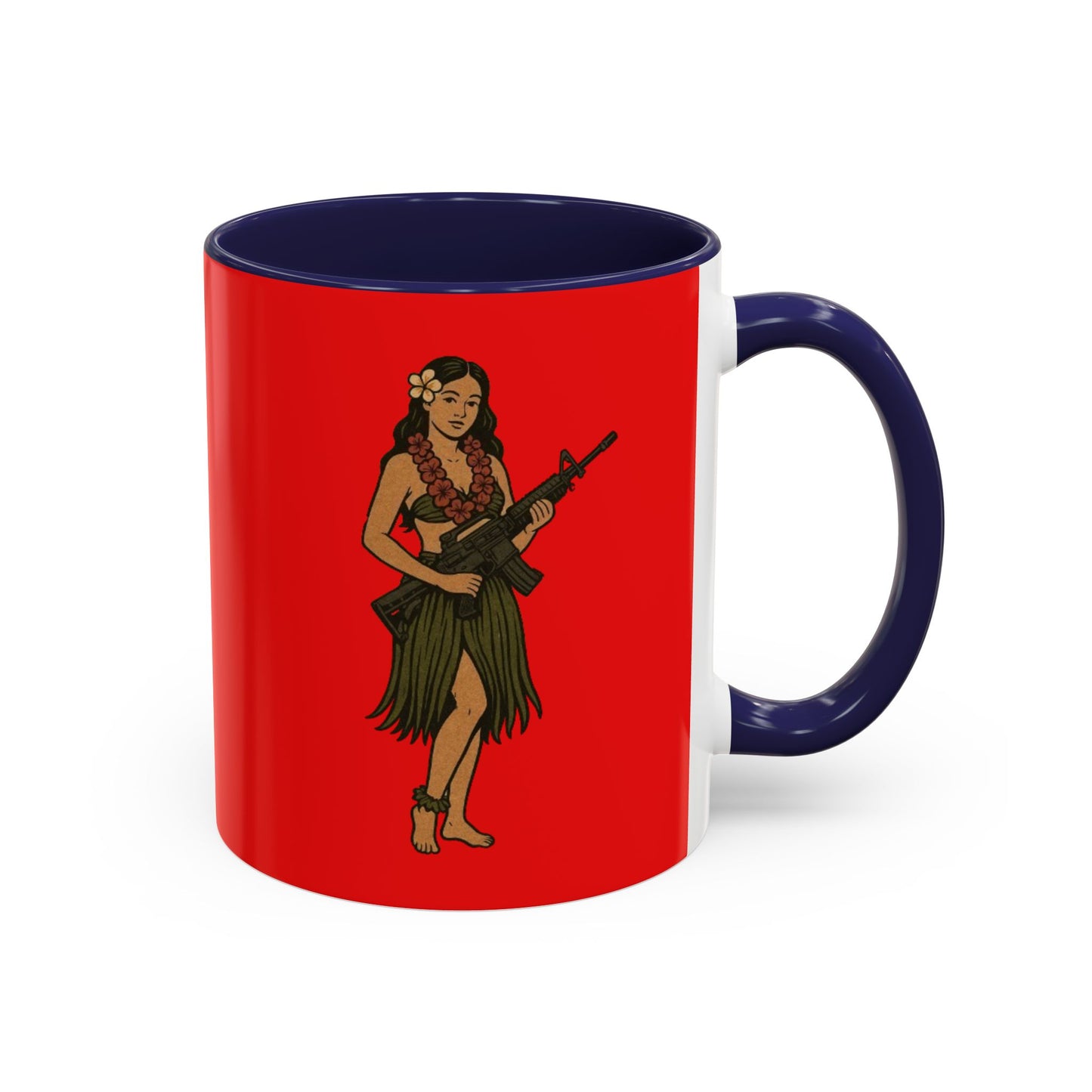 Hula Girl Packin' Heat Red Accent Mug by theGreenDragonTavern.shop