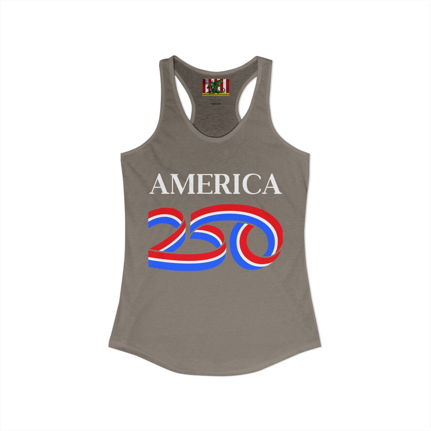 America 250 White font Women's Racerback Tank Top by theGreenDragonTavern.shop