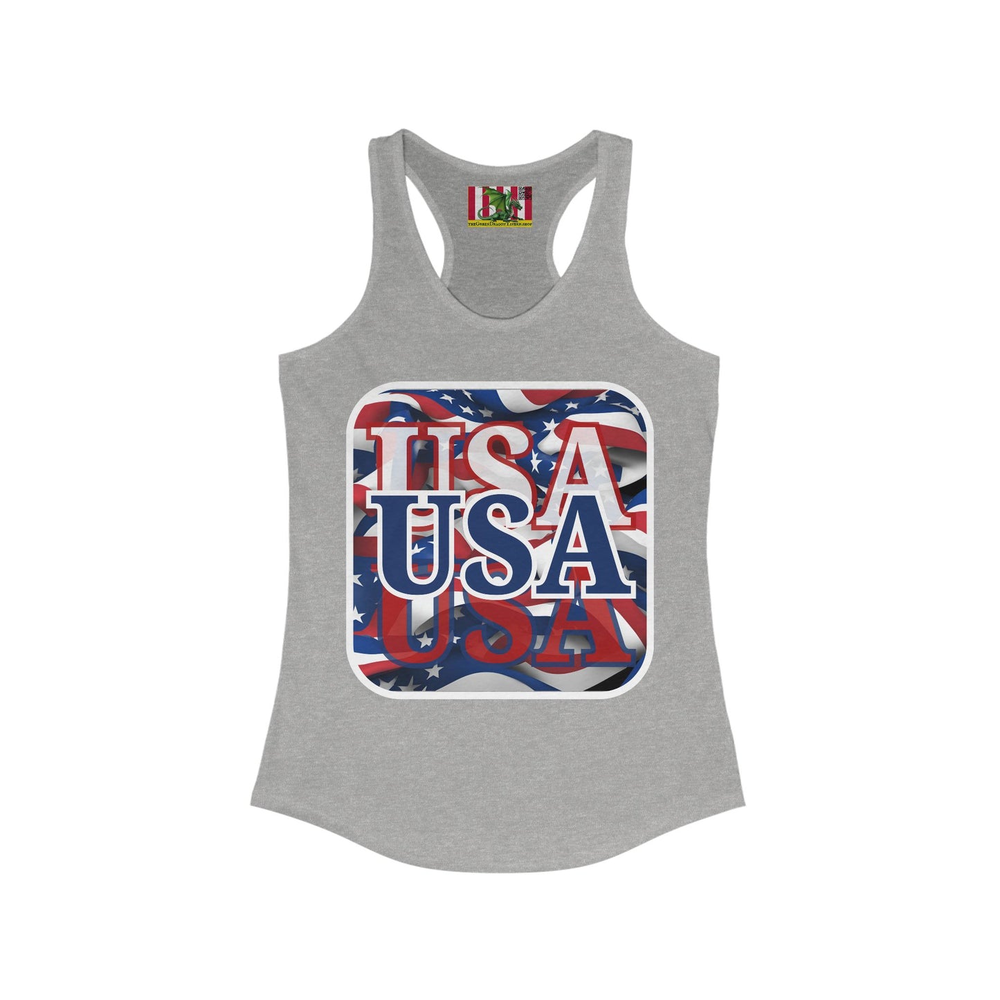 Red White and BLUE USA Patriot Women's Racerback Tank Top by theGreenDragonTavern.shop