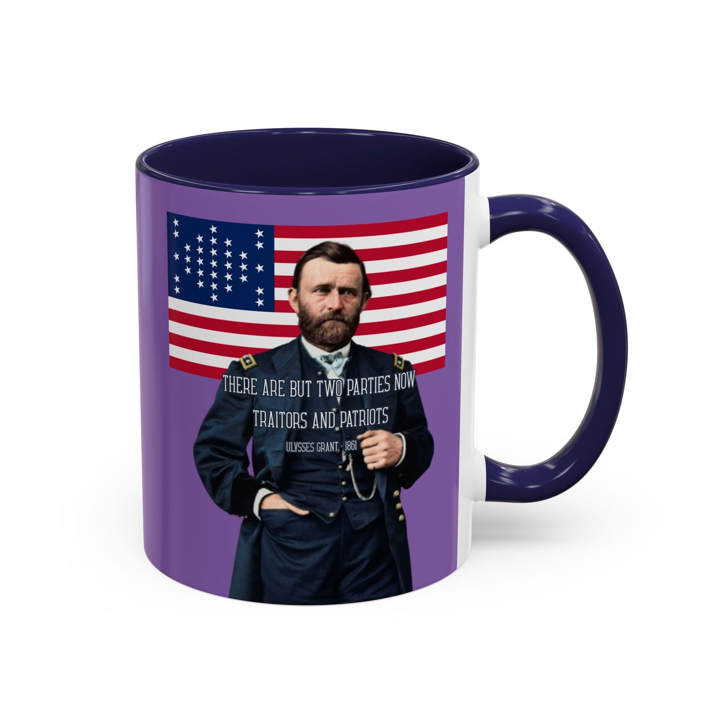 "Traitors and Patriots" Ulysses Grant Light Purple Accent Mug by theGreenDragonTavern.shop