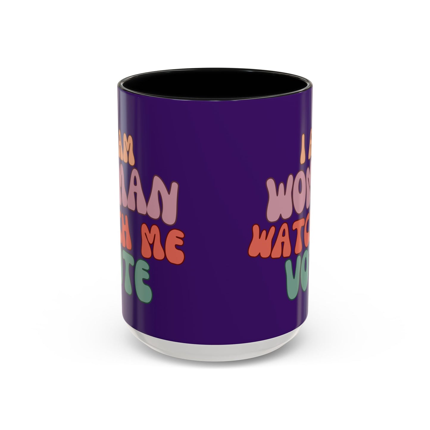 I Am Woman Watch Me Vote Dark Purple Accent Mug by theGreenDragonTavern.shop