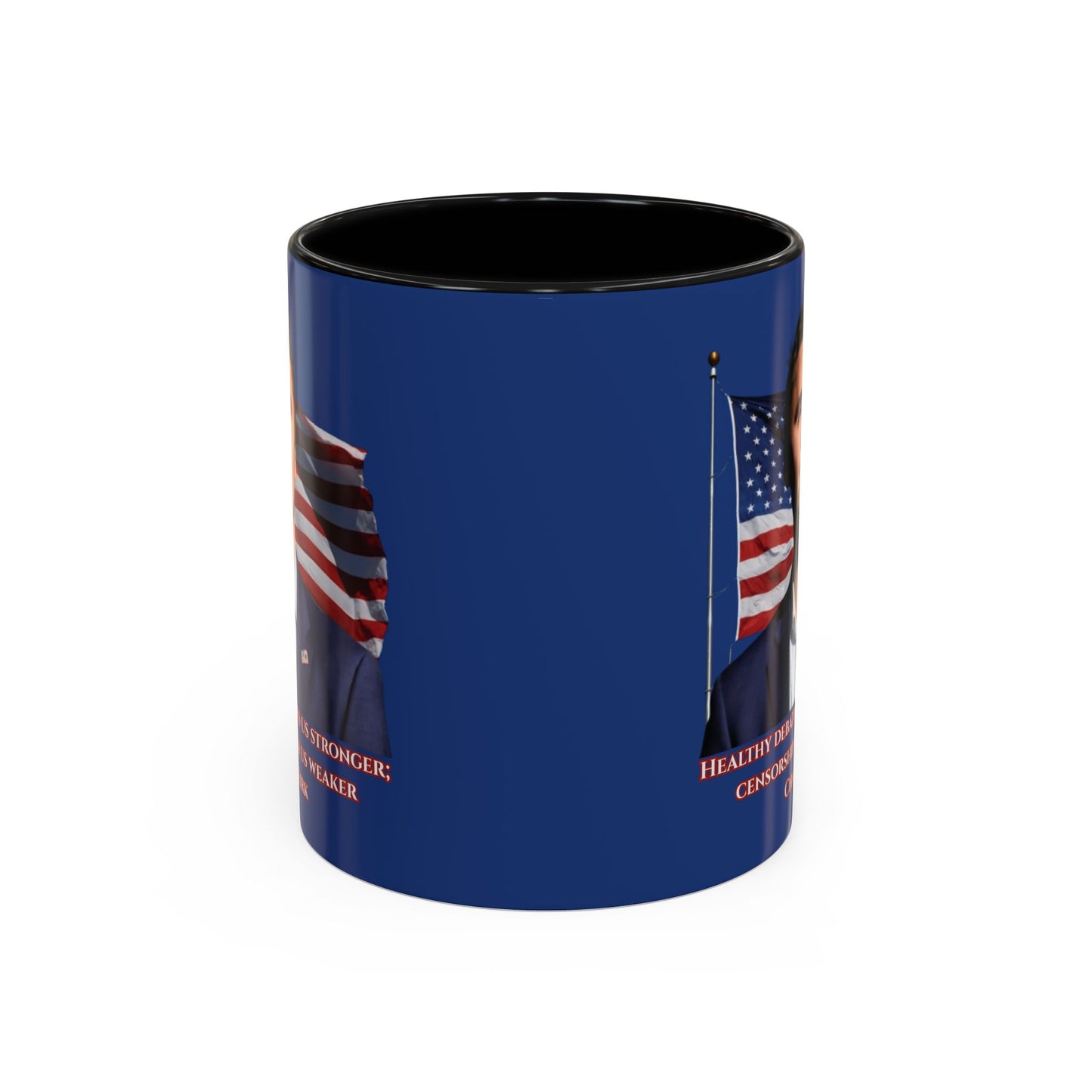 Charlie Kirk, Healthy Debate Blue Accent Mug by theGreenDragonTavern.shop