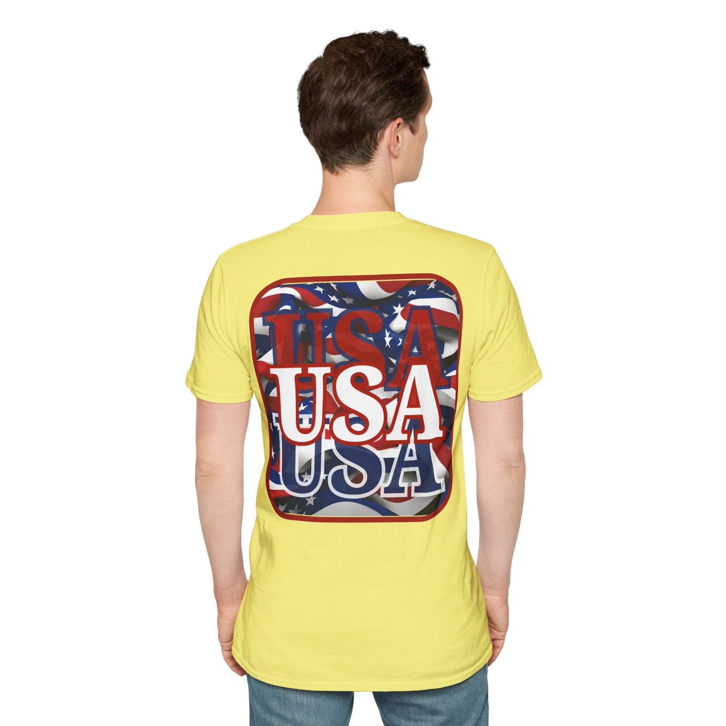 2-sided, Red WHITE and Blue USA Patriot Light colors Unisex T-Shirt by theGreenDragonTavern.shop