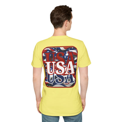 2-sided, Red WHITE and Blue USA Patriot Light colors Unisex T-Shirt by theGreenDragonTavern.shop