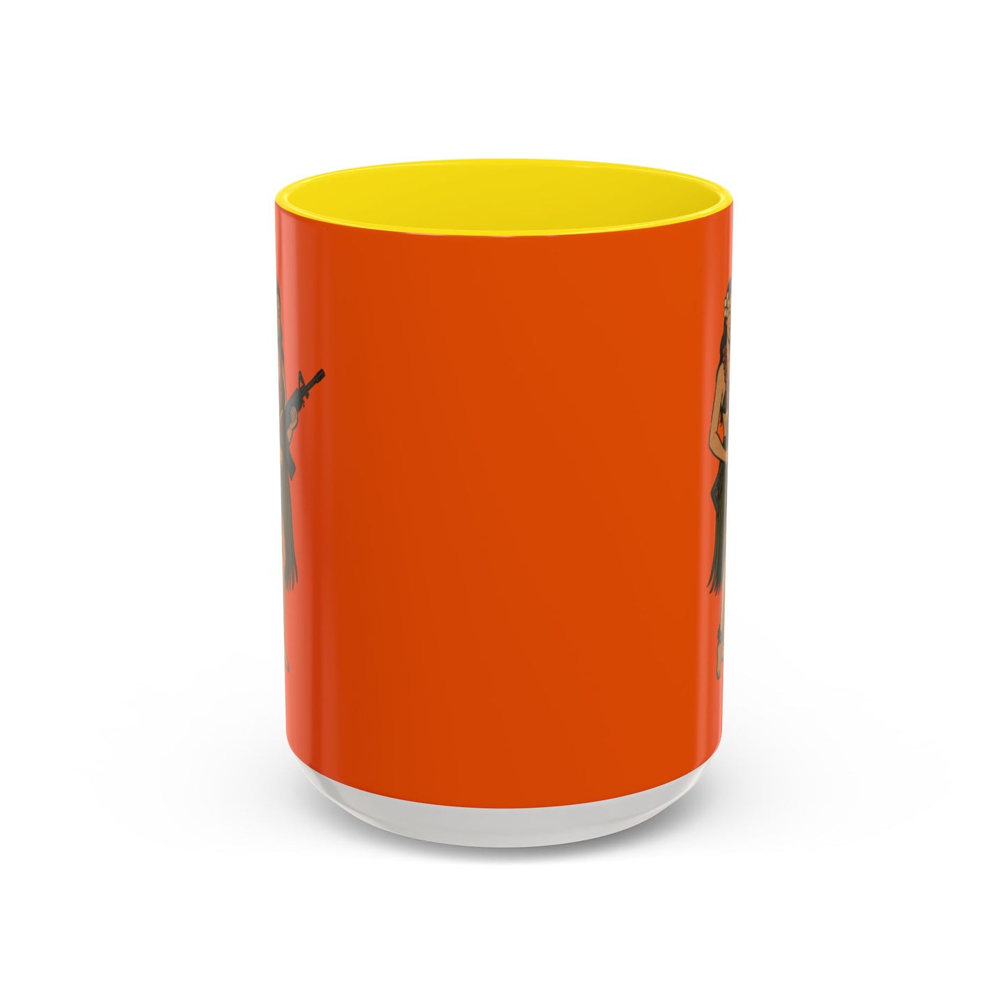 Hula Girl Packin' Heat Orange Accent Mug by theGreenDragonTavern.shop
