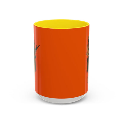 Hula Girl Packin' Heat Orange Accent Mug by theGreenDragonTavern.shop