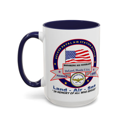 DNASM 2-sided, Founding & Student Art w/Navy Ring White Accent Mug by theGreenDragonTavern.shop