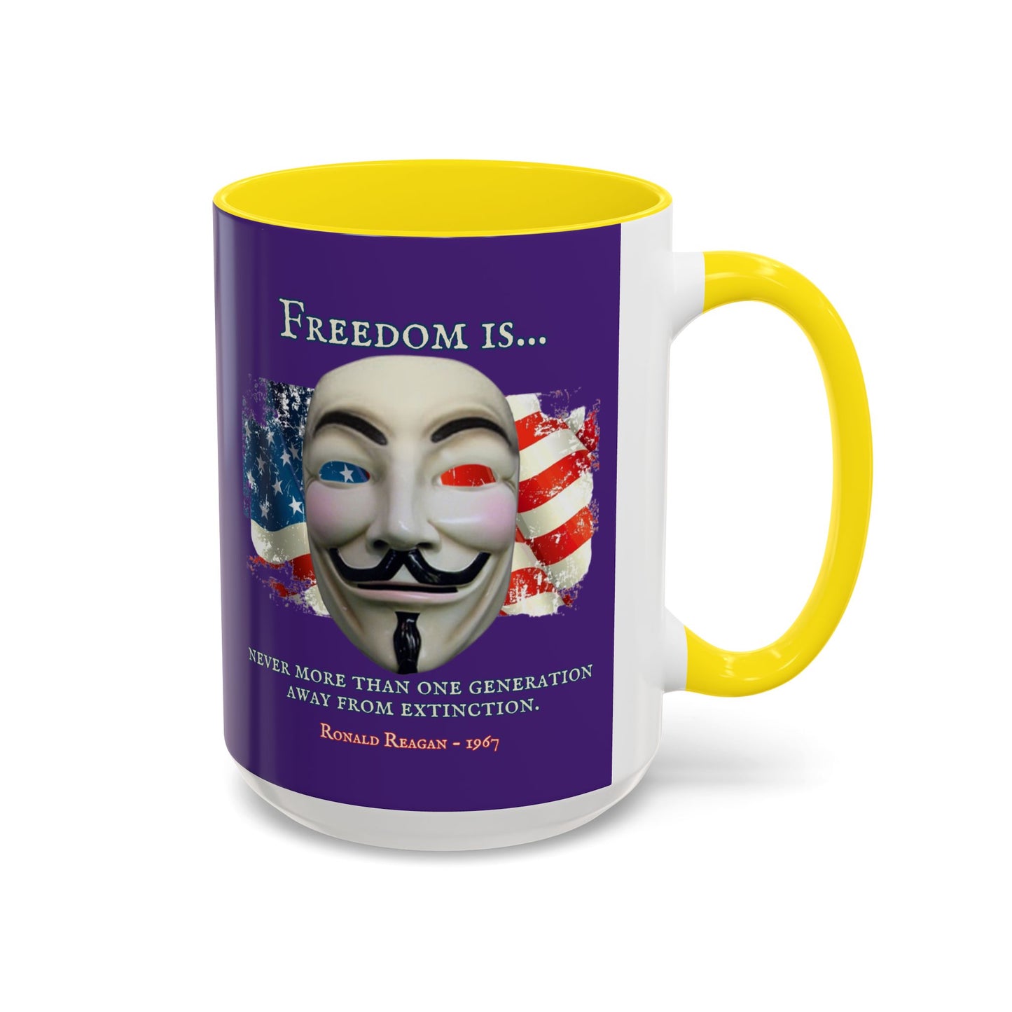 Ronald Reagan Freedom Vendetta Purple Accent Mug by theGreenDragonTavern.shop