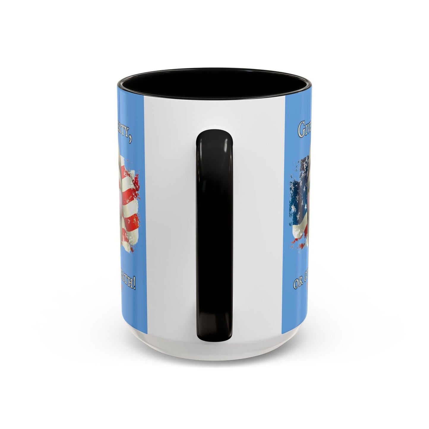 Vendetta, "Give me liberty, or give me death!" Blue Accent Mug by theGreenDragonTavern.shop