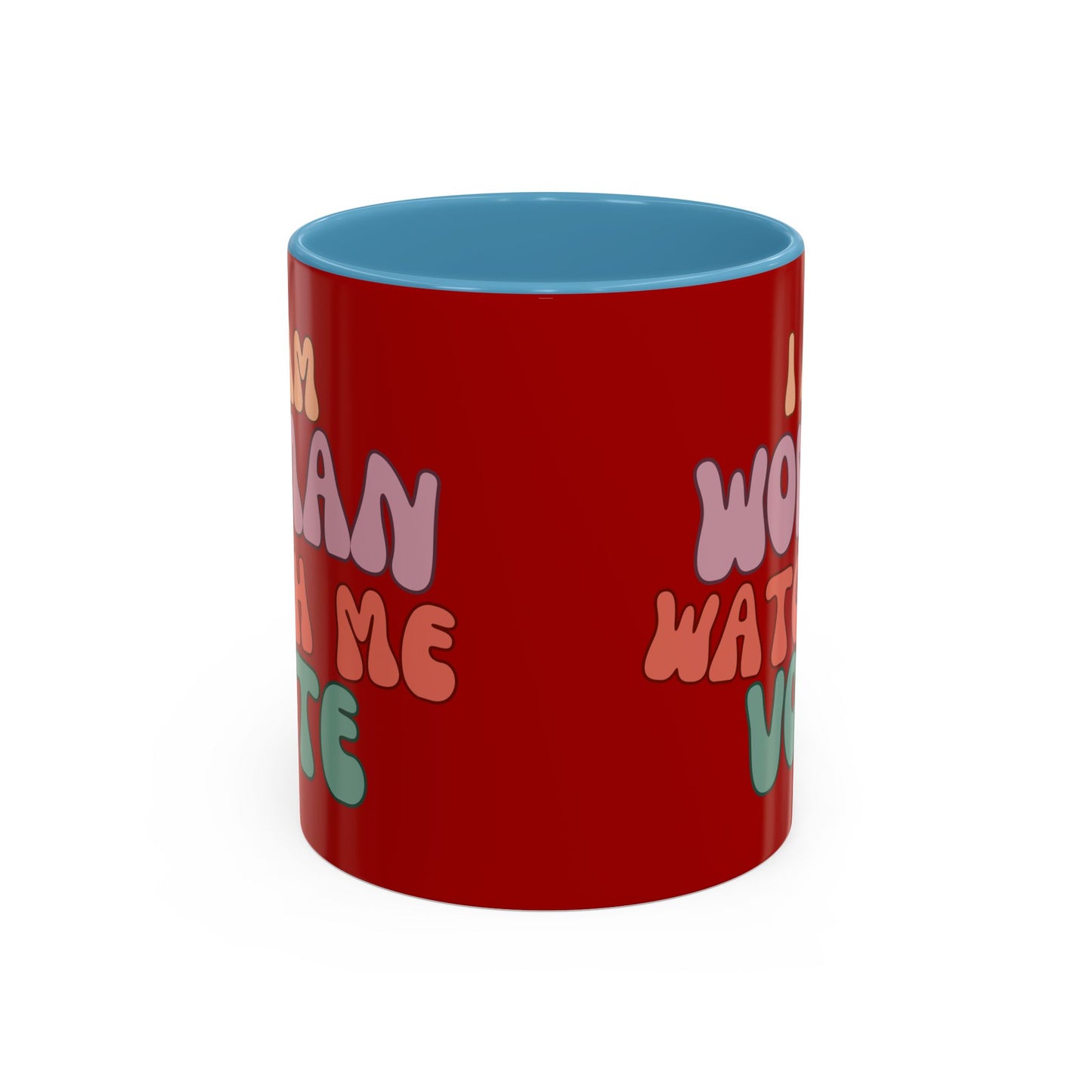 I Am Woman Watch Me Vote Red Accent Mug by theGreenDragonTavern.shop