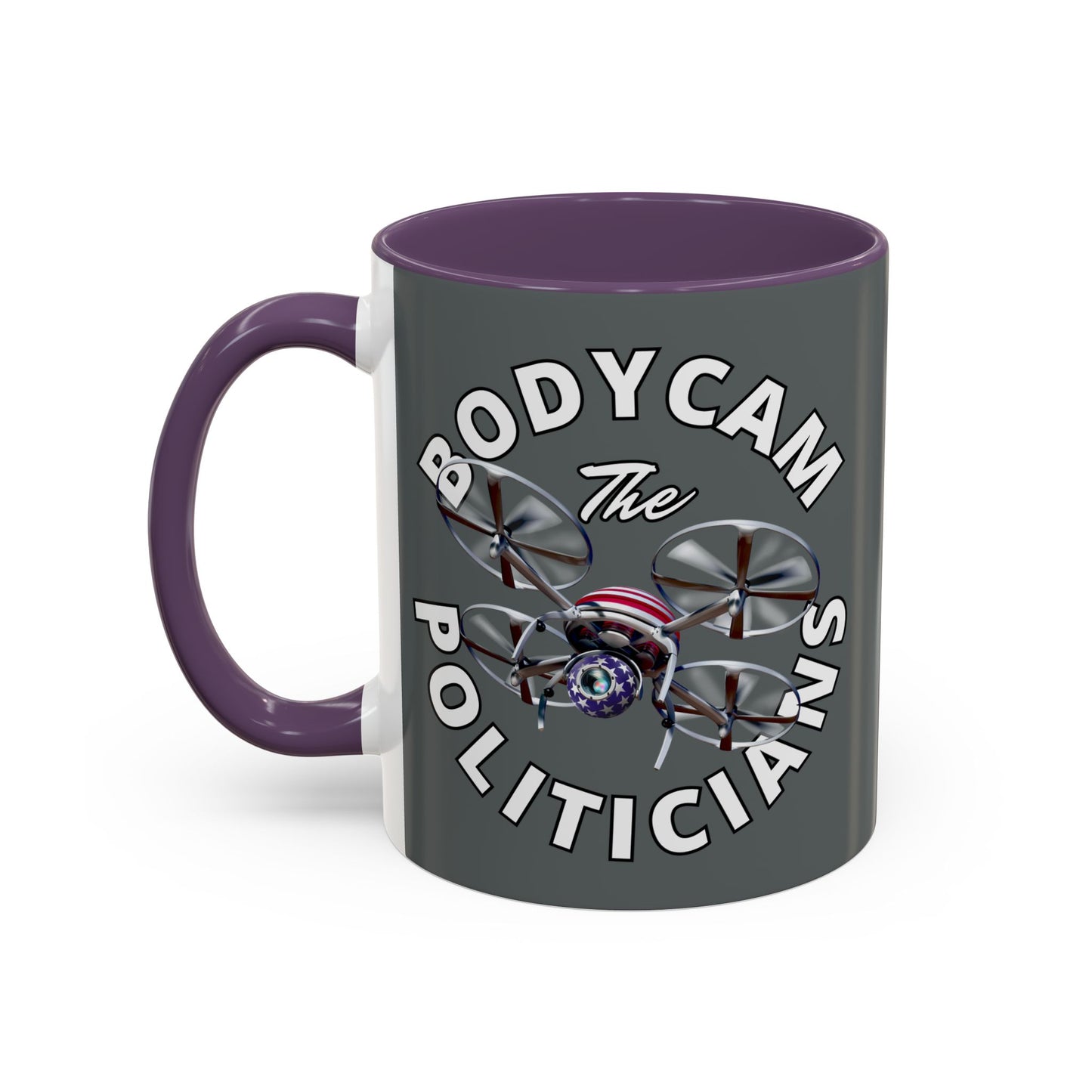 Bodycam the Politicians Drone Grey Accent Mug by theGreenDragonTavern.shop