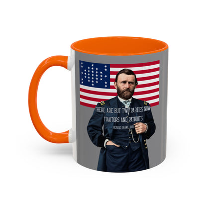 "Traitors and Patriots" Ulysses Grant Grey Accent Mug by theGreenDragonTavern.shop