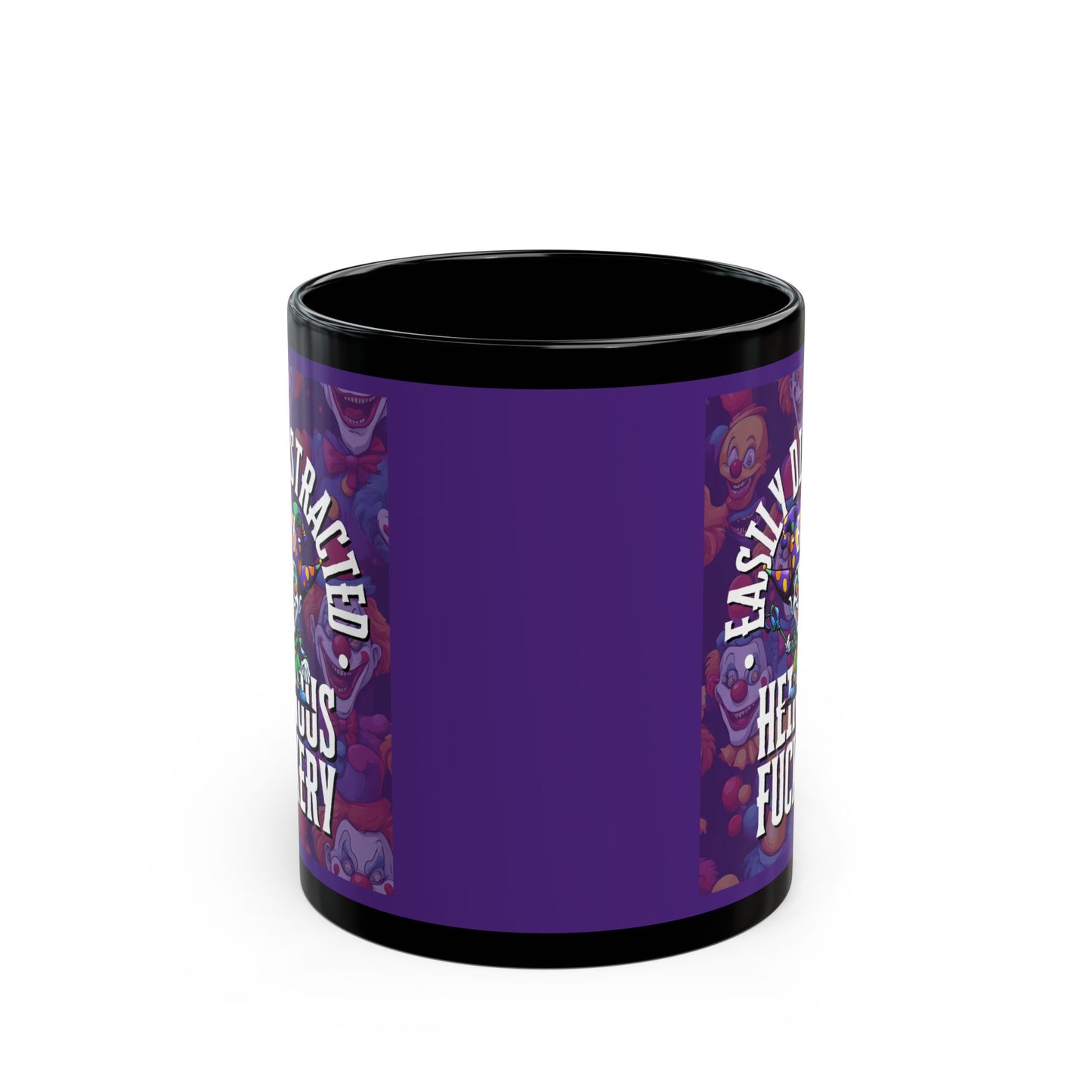 Easily Distracted by Heinous Fuckery Little Jinx Dark Purple Mug by theGreenDragonTavern.shop