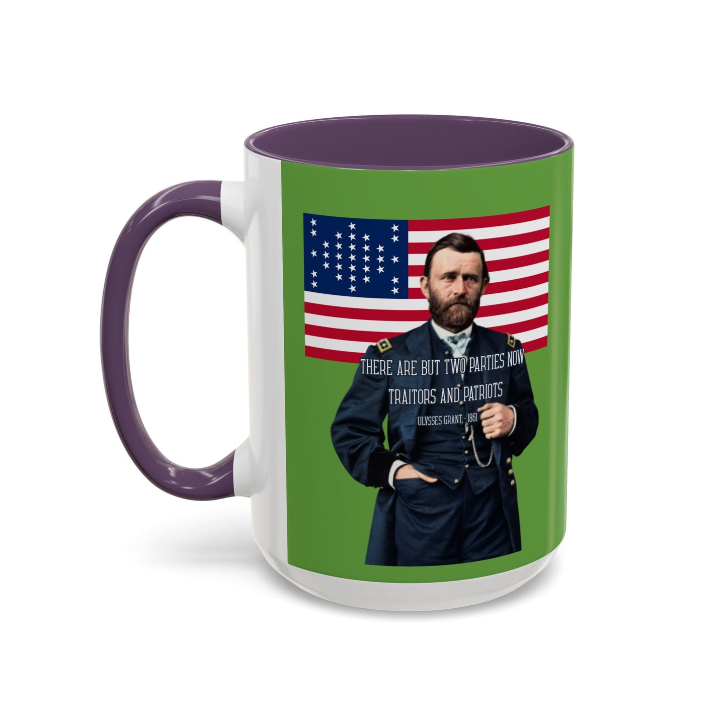 "Traitors and Patriots" Ulysses Grant Green Accent Mug by theGreenDragonTavern.shop