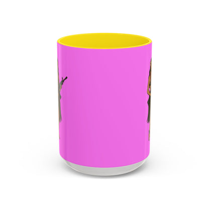 Hula Girl Packin' Heat Pink Accent Mug by theGreenDragonTavern.shop