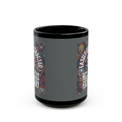 Easily Distracted by Heinous Fuckery Little Jinx Grey Mug by theGreenDragonTavern.shop