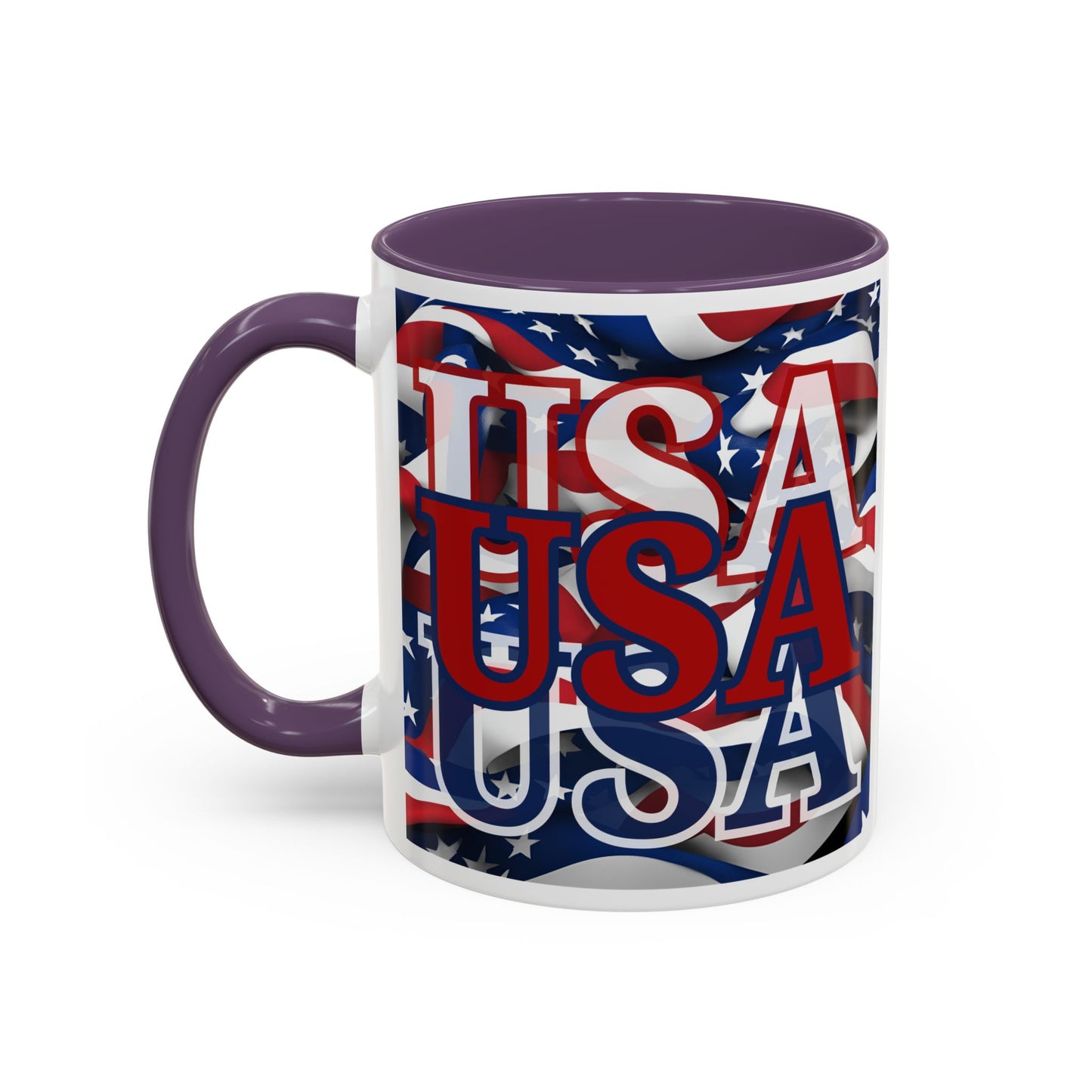 USA Red font Center Patriot White Accent Mug by theGreenDragonTavern.shop