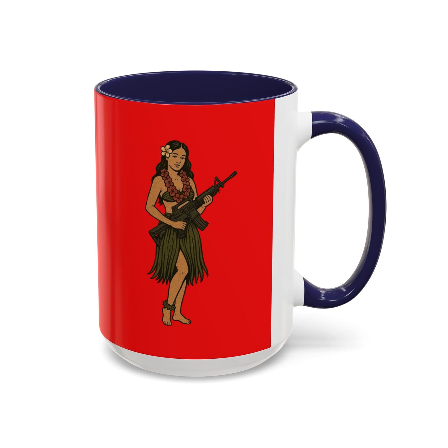 Hula Girl Packin' Heat Red Accent Mug by theGreenDragonTavern.shop