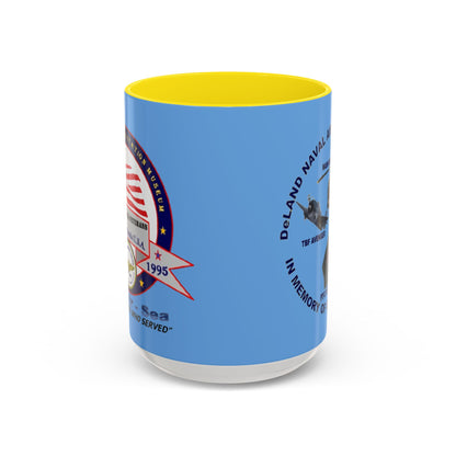 DNASM 2-sided, Founding & Student Art Light Blue Accent Mug by theGreenDragonTavern.shop
