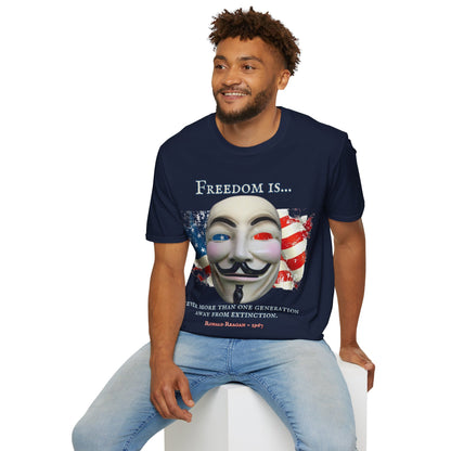 Ronald Reagan Freedom Vendetta Dark colors Unisex T-Shirt by theGreenDragonTavern.shop