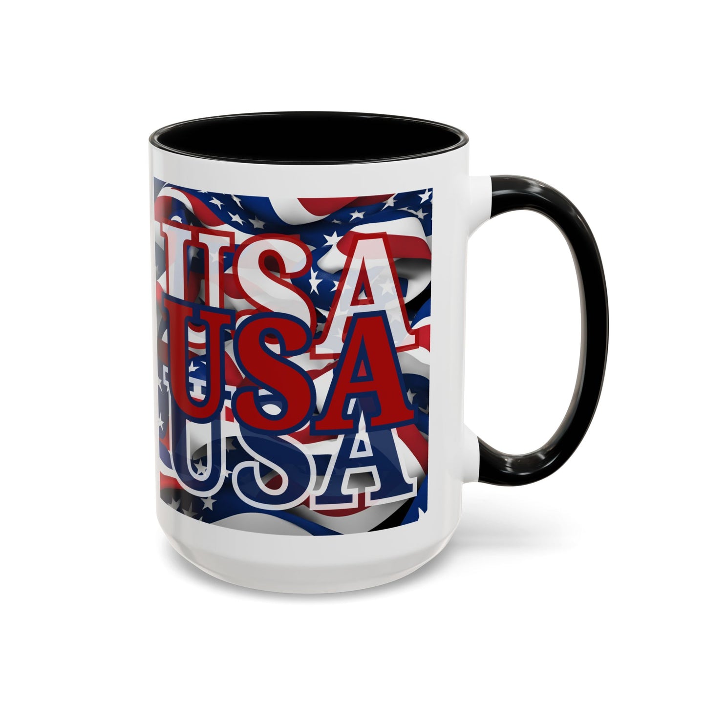 USA Red font Center Patriot White Accent Mug by theGreenDragonTavern.shop