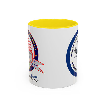 DNASM 2-sided, Founding & Student Art w/Navy Ring White Accent Mug by theGreenDragonTavern.shop
