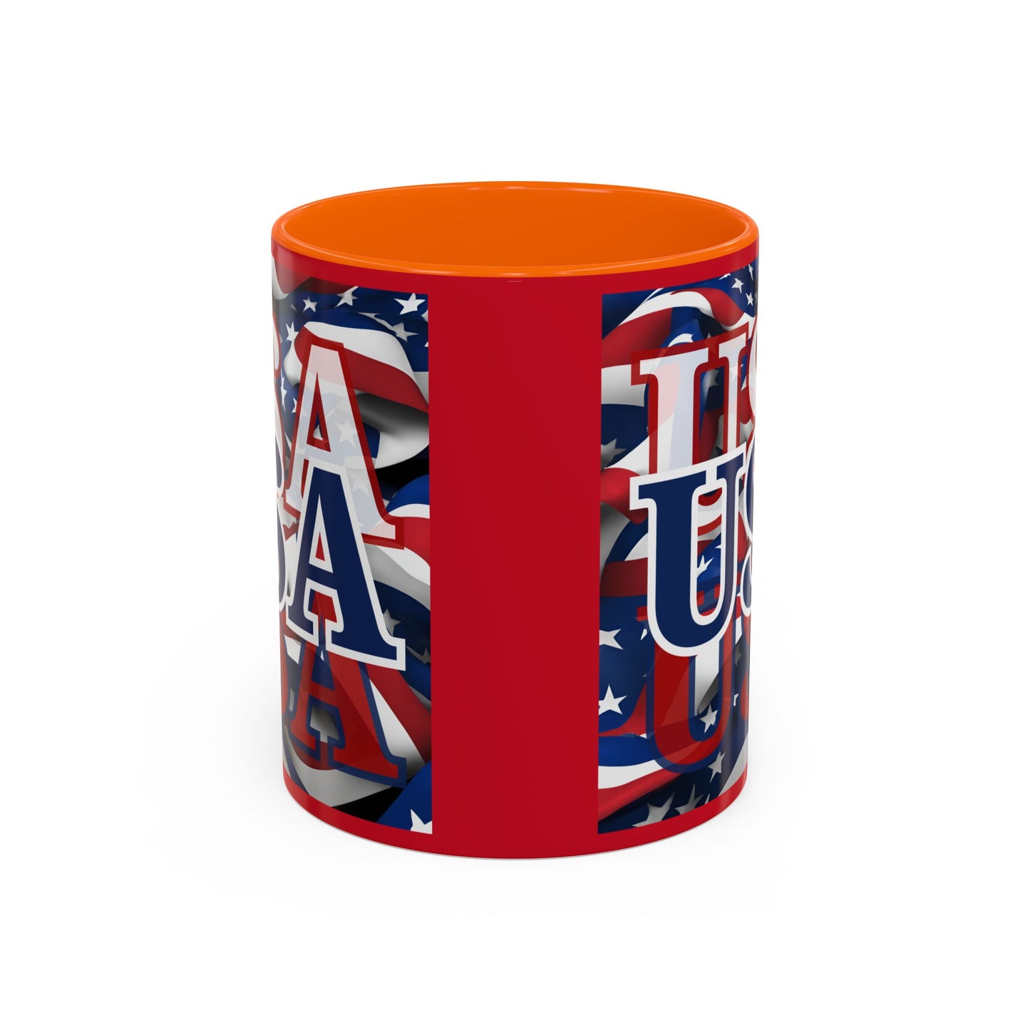 USA Blue font Center Patriot Red Accent Mug by theGreenDragonTavern.shop