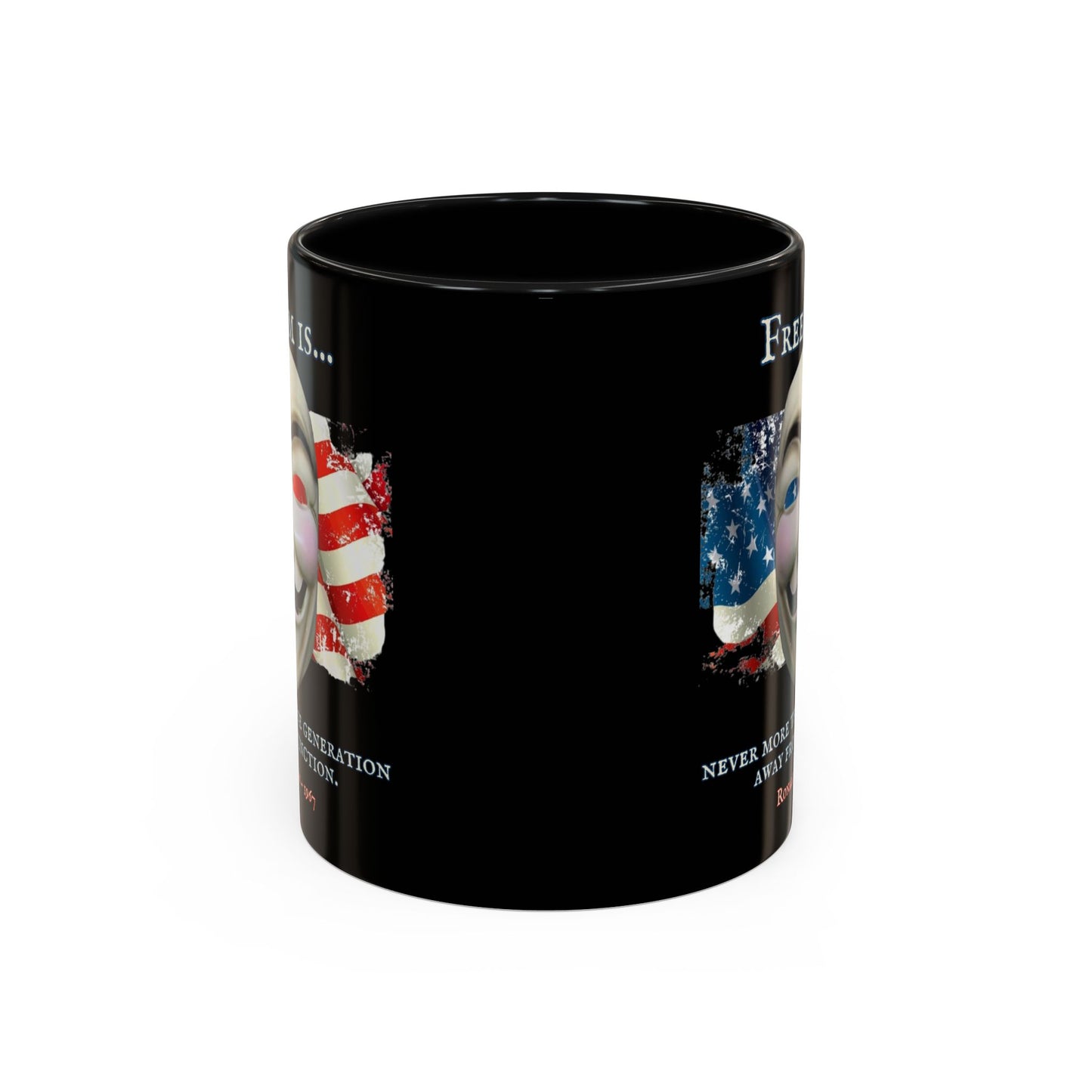 Ronald Reagan Freedom Vendetta Black Accent Mug by theGreenDragonTavern.shop