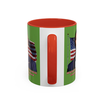 Charlie Kirk, Healthy Debate Green Accent Mug by theGreenDragonTavern.shop