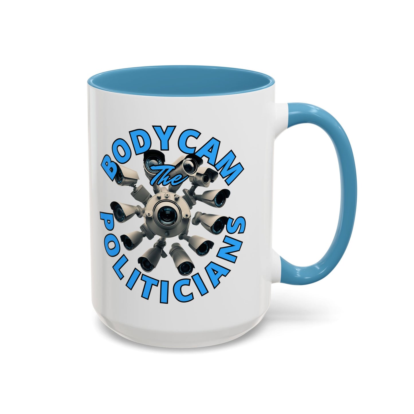 Bodycam the Politicians Cameras White Accent Mug by theGreenDragonTavern.shop