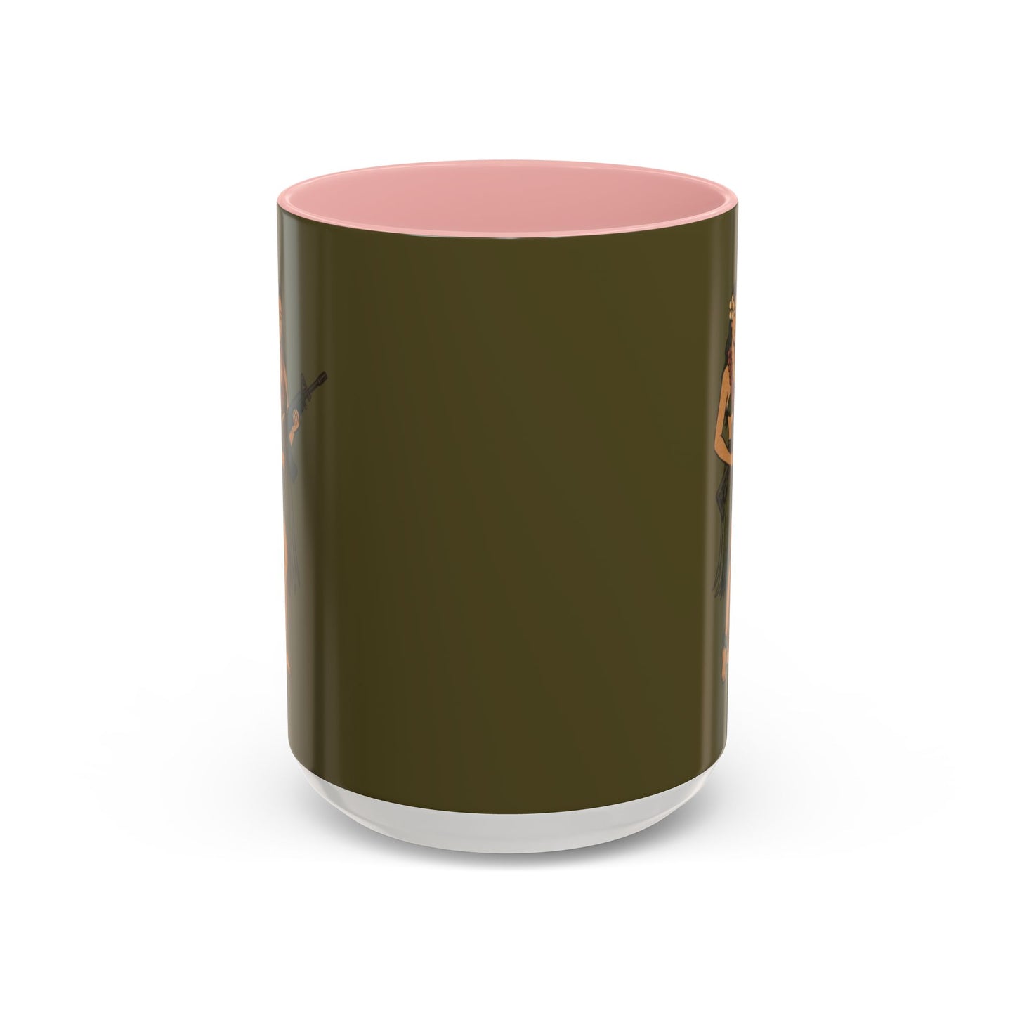 Hula Girl Packin' Heat Dark Green Accent Mug by theGreenDragonTavern.shop
