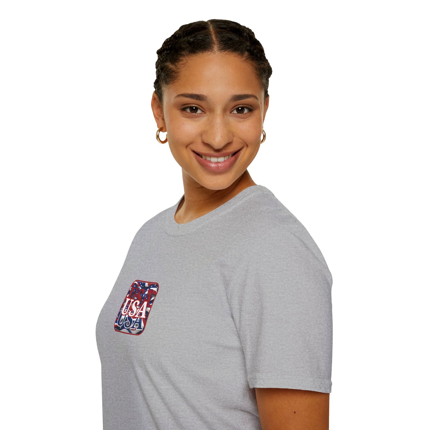 2-sided, Red WHITE and Blue USA Patriot Light colors Unisex T-Shirt by theGreenDragonTavern.shop
