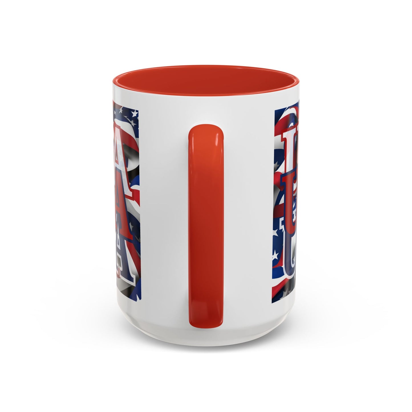 USA Red font Center Patriot White Accent Mug by theGreenDragonTavern.shop