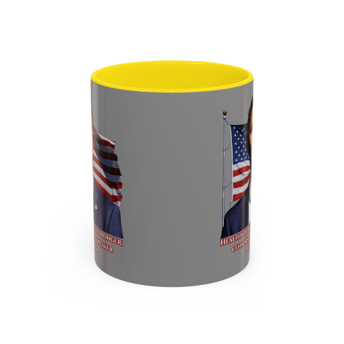 Charlie Kirk, Healthy Debate Grey Accent Mug by theGreenDragonTavern.shop