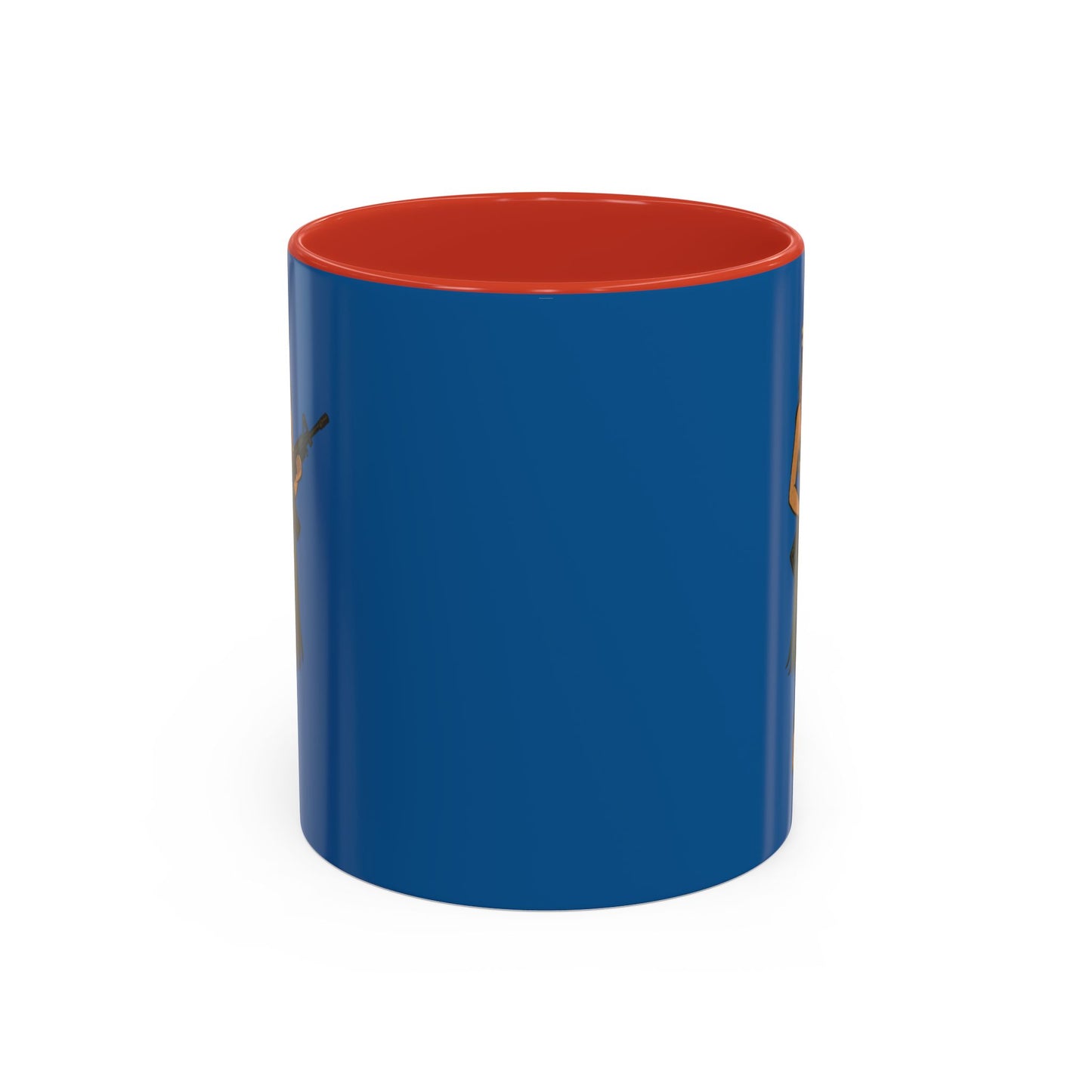 Hula Girl Packin' Heat Dark Blue Accent Mug by theGreenDragonTavern.shop