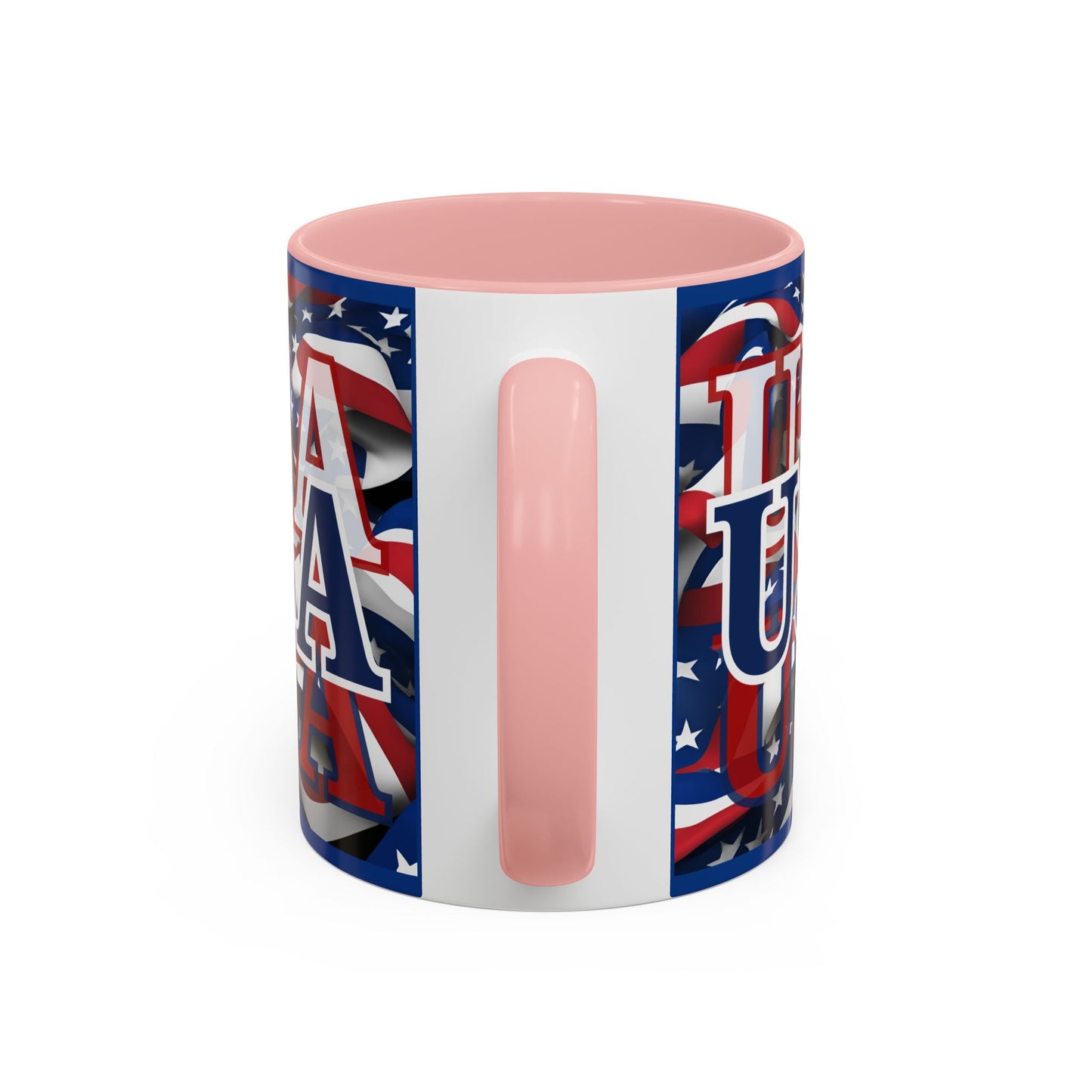 USA Blue font Center Patriot Blue Accent Mug by theGreenDragonTavern.shop
