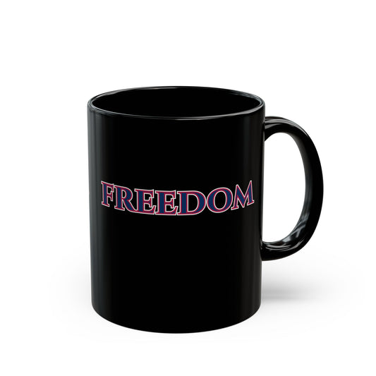 Freedom, Blue font, Black Mug by theGreenDragonTavern.shop
