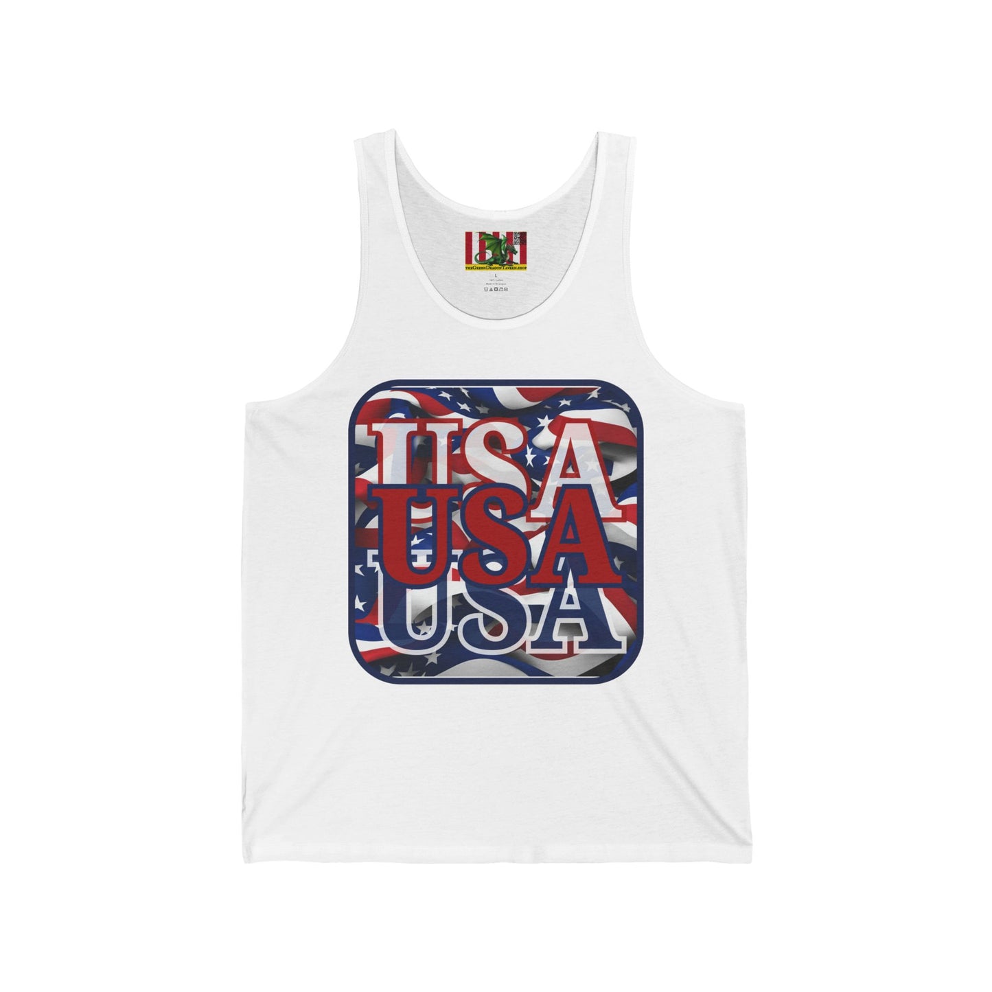 RED White and Blue USA Patriot Unisex Jersey Tank Top by theGreenDragonTavern.shop