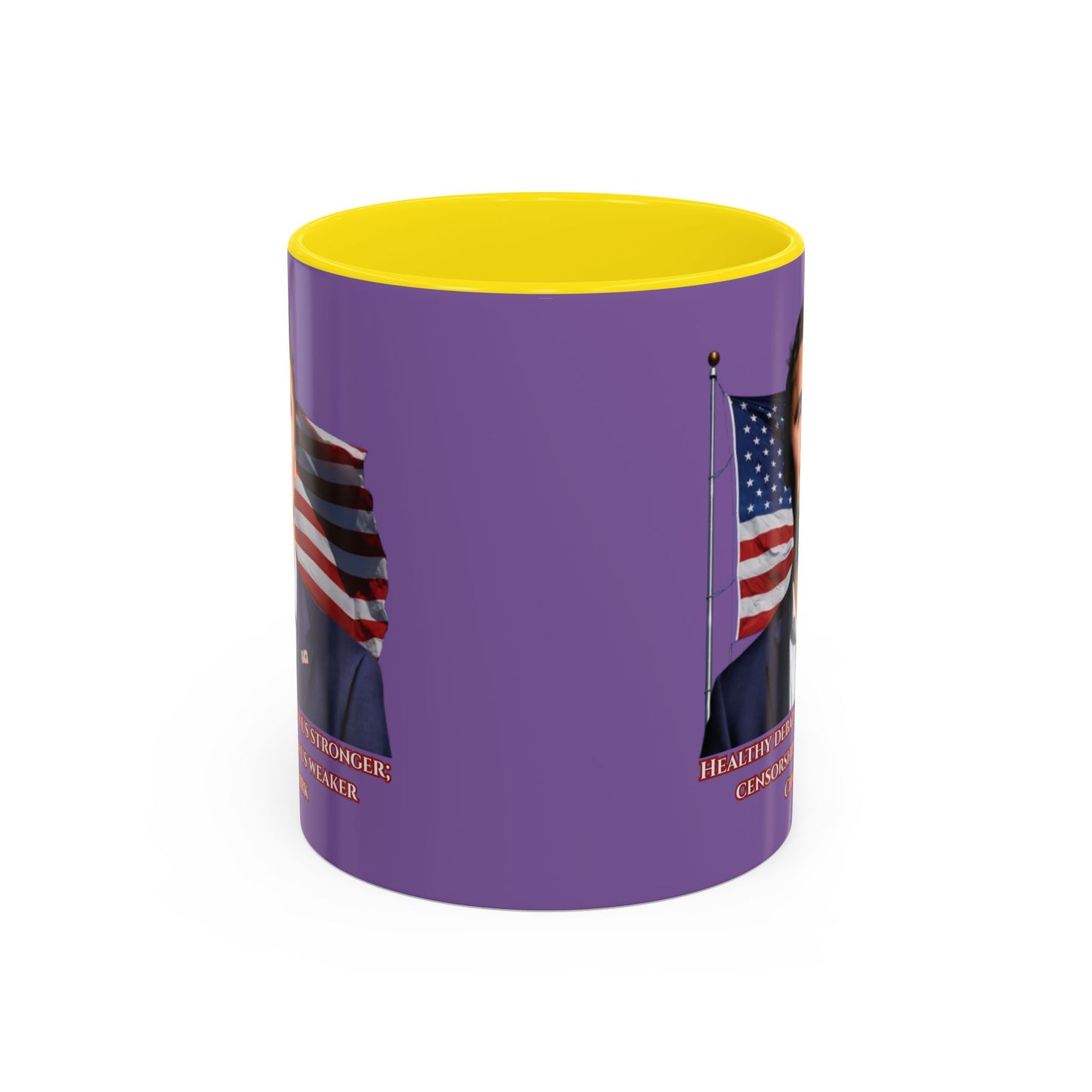 Charlie Kirk, Healthy Debate Light Purple Accent Mug by theGreenDragonTavern.shop
