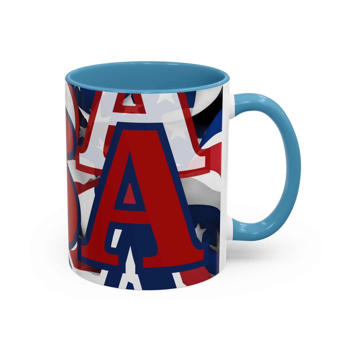 USA! USA! USA Red font Patriot Black Accent Mug by theGreenDragonTavern.shop