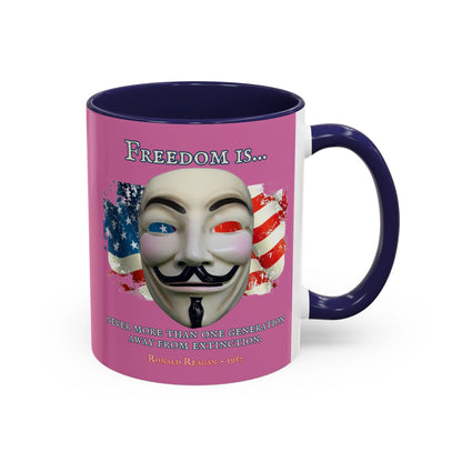 Ronald Reagan Freedom Vendetta Pink Accent Mug by theGreenDragonTavern.shop