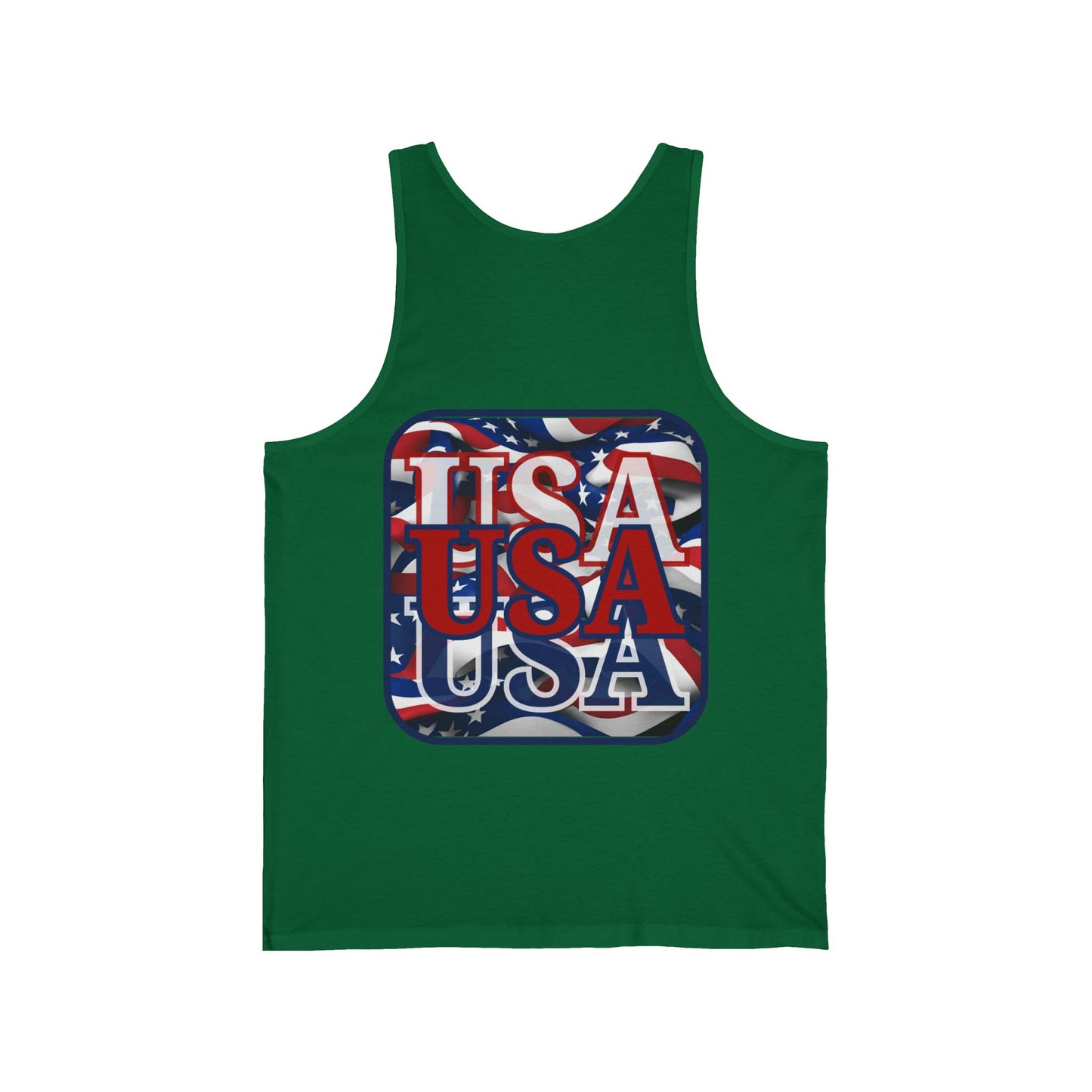 2-sided, RED White and Blue USA Patriot Unisex Jersey Tank Top by theGreenDragonTavern.shop