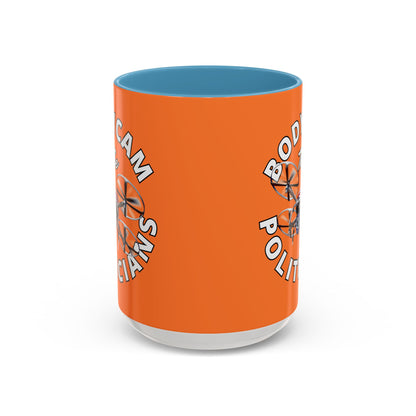 Bodycam the Politicians Drone Orange Accent Mug by theGreenDragonTavern.shop