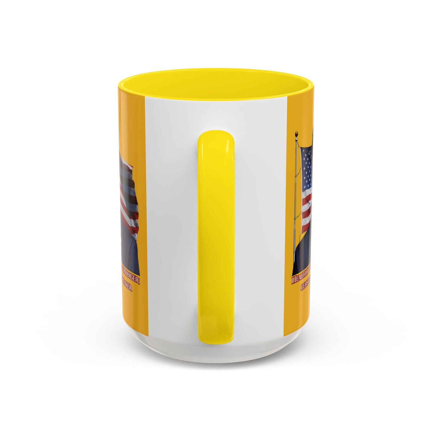 Charlie Kirk, Healthy Debate Yellow Accent Mug by theGreenDragonTavern.shop
