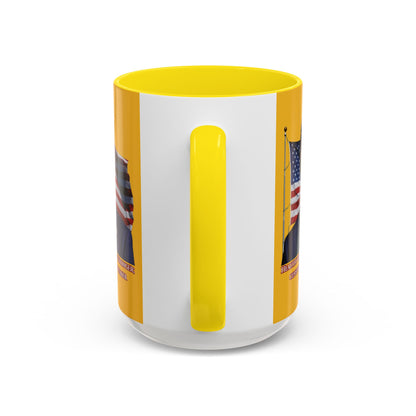 Charlie Kirk, Healthy Debate Yellow Accent Mug by theGreenDragonTavern.shop