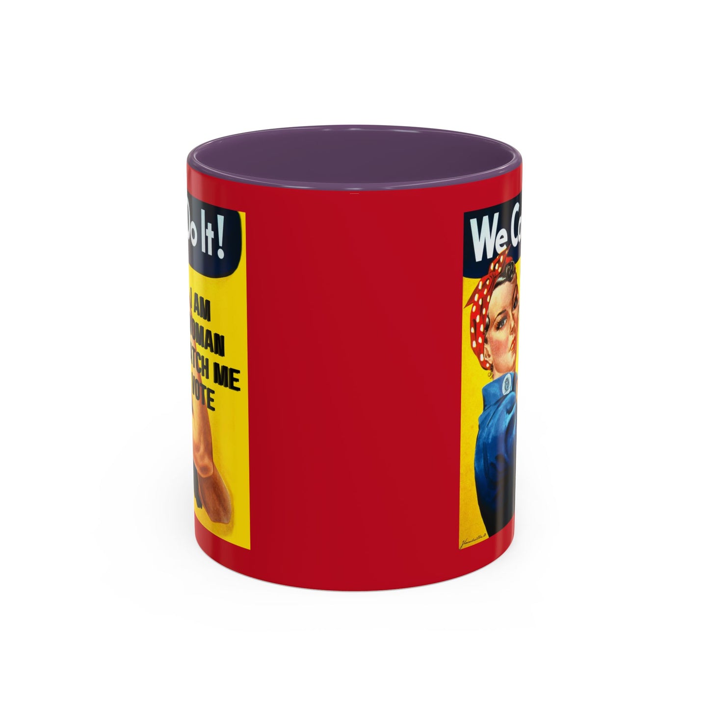 I Am Woman Watch Me Vote Rosie Red Accent Mug by theGreenDragonTavern.shop