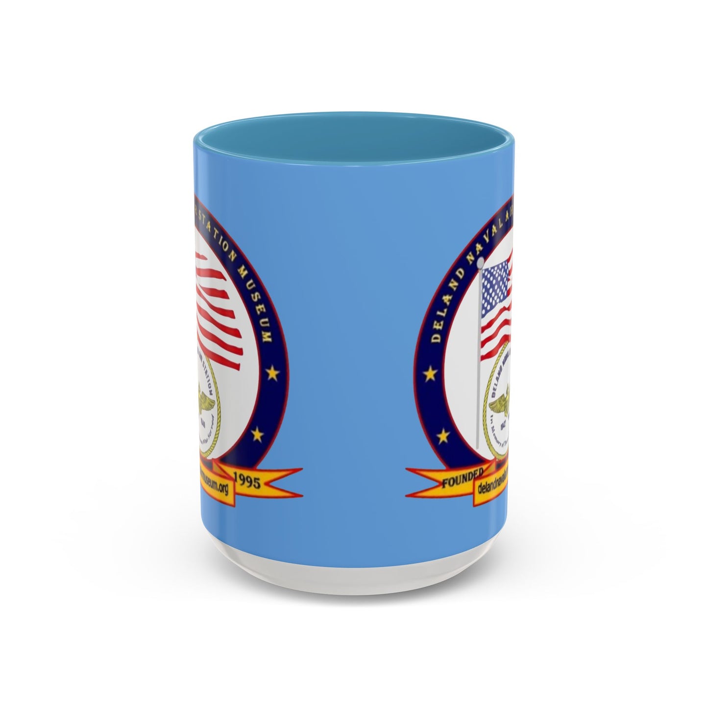 DeLand Naval Air Station Museum Light Blue Accent Mug by theGreenDragonTavern.shop