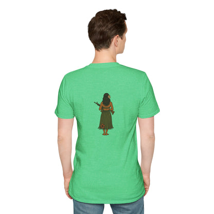 2-sided, Hula Girl Packin' Heat Dark colors Unisex T-Shirt by theGreenDragonTavern.shop