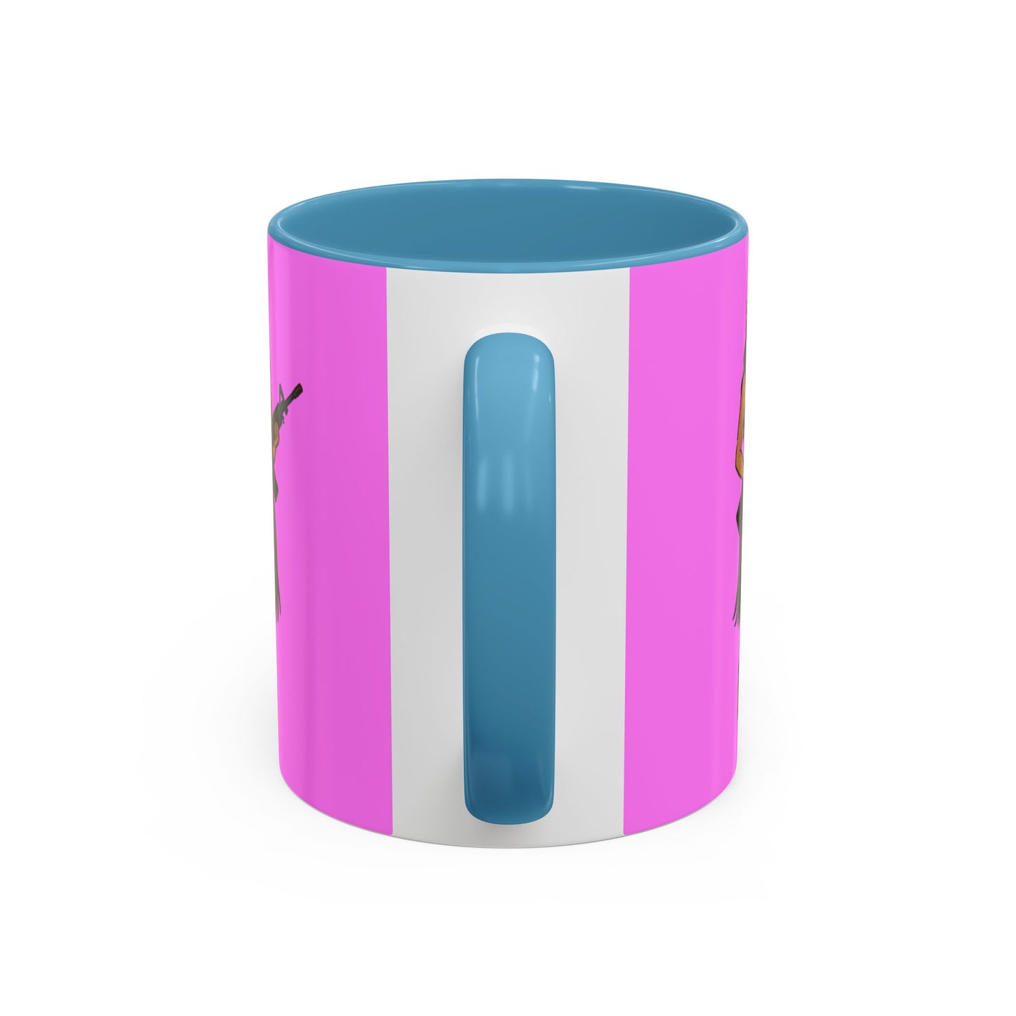Hula Girl Packin' Heat Pink Accent Mug by theGreenDragonTavern.shop